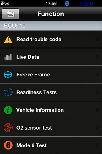 iOBD2 iPhone Android Bluetooth Scanner Functions
