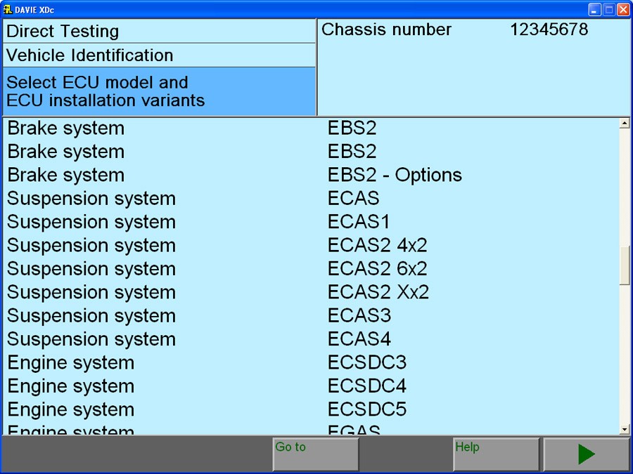 DAF VCI Lite (V1) Select ECU model