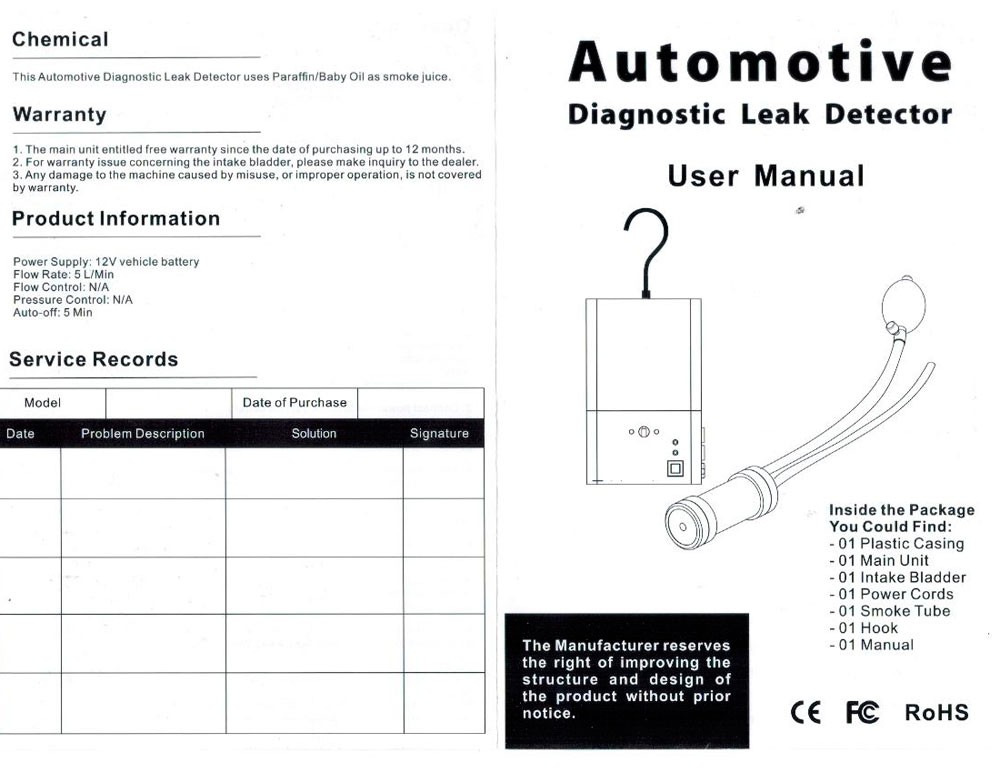 A1 Diagnostic Leak Detector User Manual